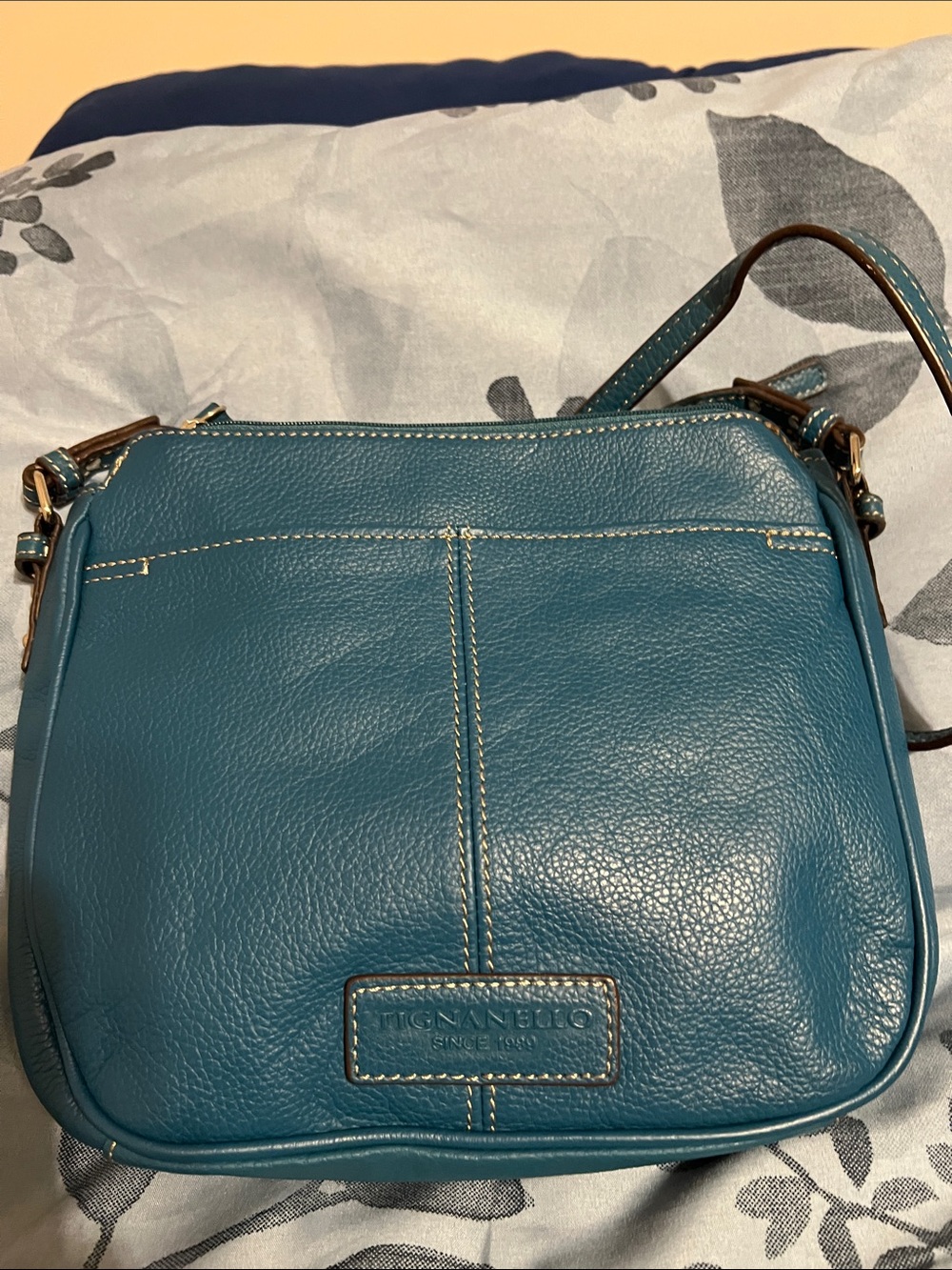 Tignanello Teal Pebbled Leather Crossbody